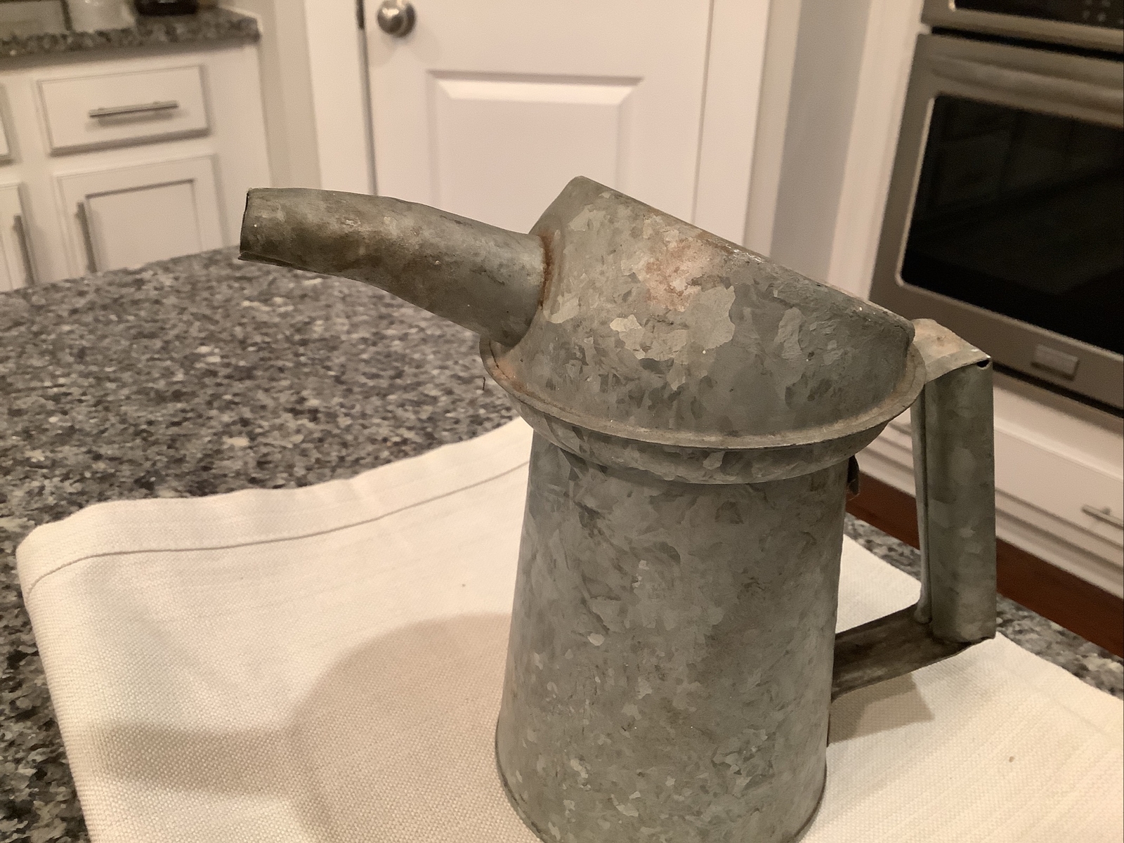 VTG Gas Station Oil Filler Can 1 QT Galvanized 8”