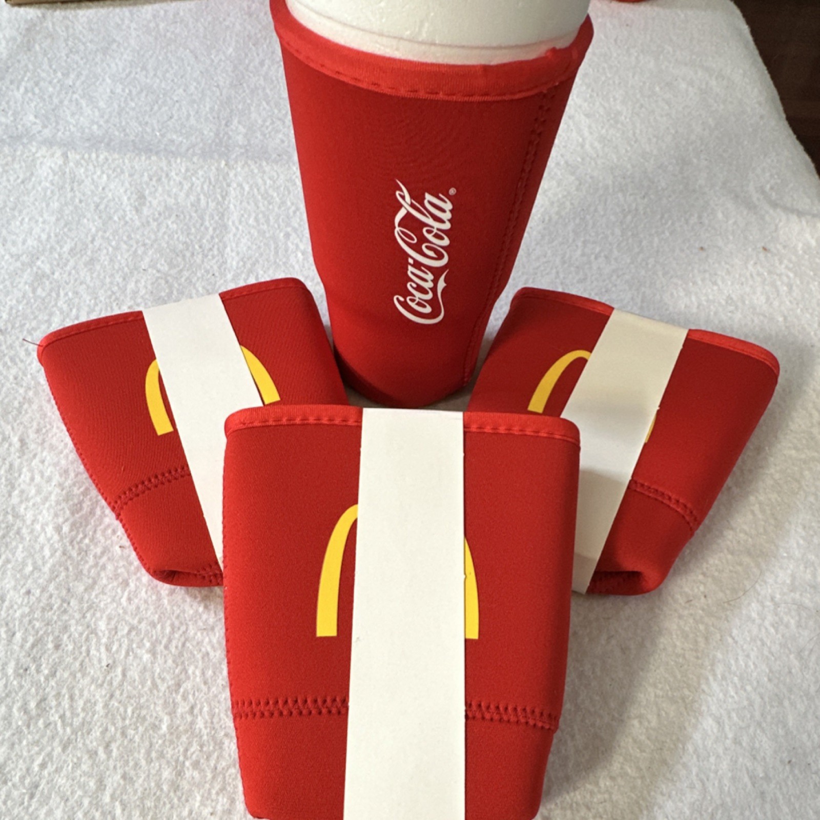 McDonald’s Coca-Cola Red Cup Sleeves Set Restaurants & Fast Food. Set of 4.