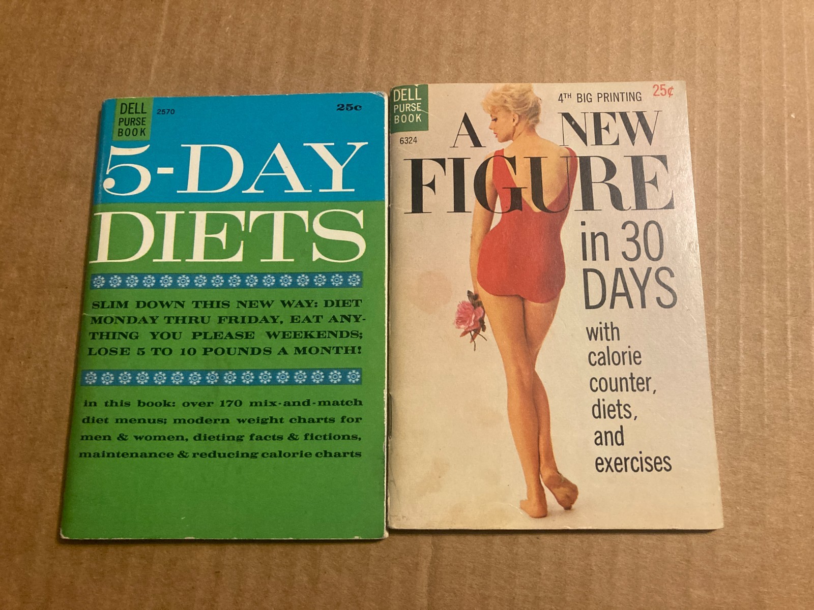 60’s Dell Purse Book Lot of 2: 5-Day Diets & A New Figure in 30 Days. Excellent.