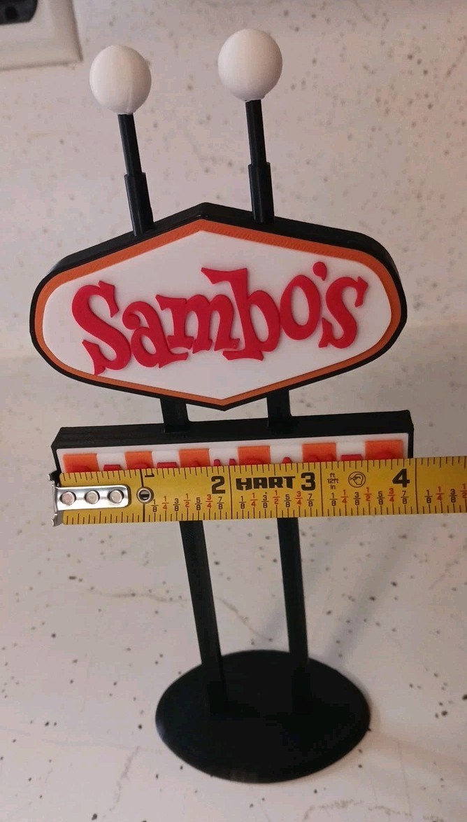 1960s Sambo’s Restaurant Miniature Sign Diorama Display Replica. 8.5″ Tall