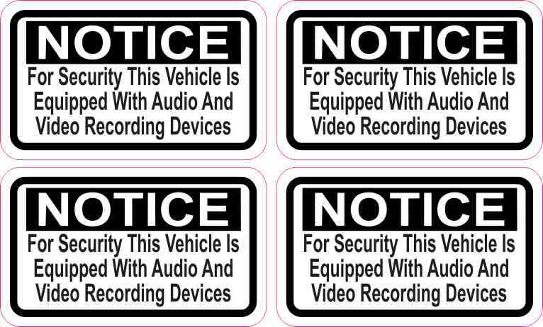 2.5×1.5 Notice Audio and Video Recording Stickers Car Truck Vehicle Bumper Decal