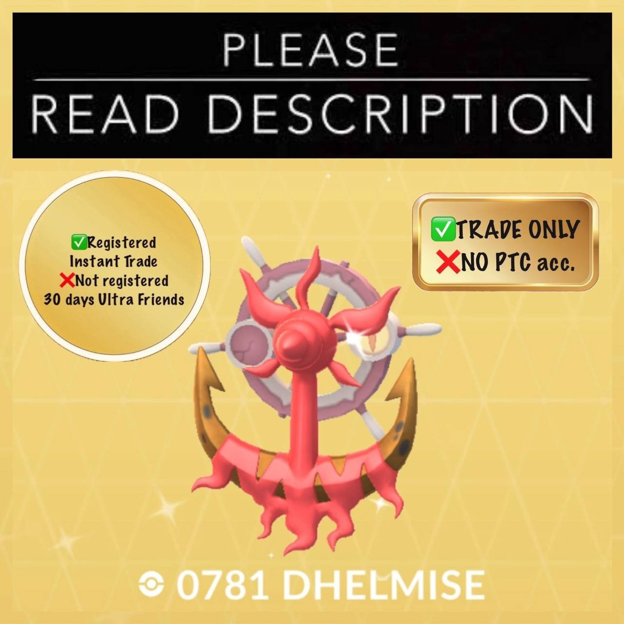 Shiny Dhelmise (Instant Registered or 30 days Ultra Friends) – Pokemon Go