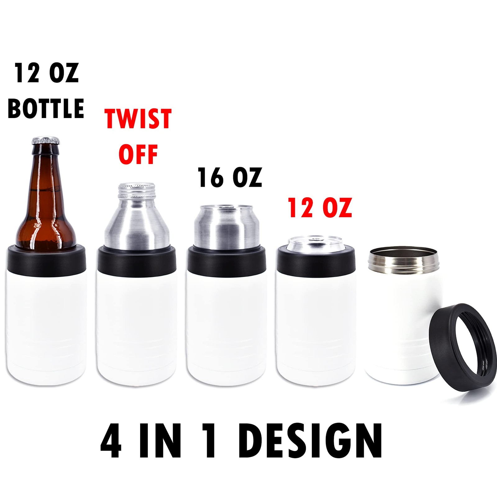 – 12 oz Stainless Steel Double Wall Vacuum Insulated Can or Bottle Beverage C…