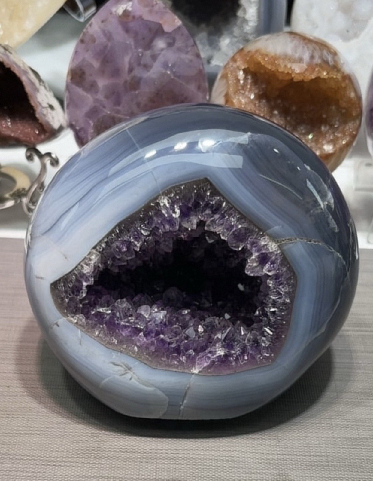 Natural Amethyst Crystal Geode Decoration