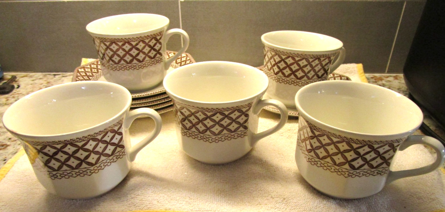 J & G Meakin Wicker Brown Cup & Saucer Staffordshire 351946 Choice 1 or more EUC