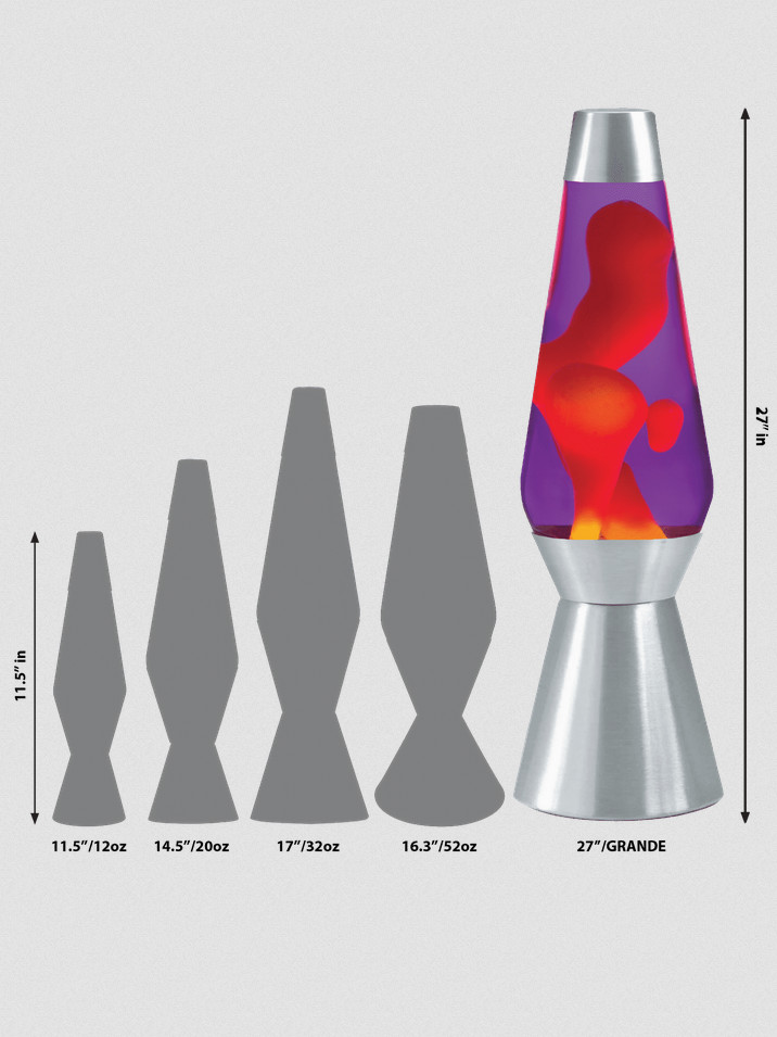27″ LAVA® Lamp White Wax/Red, Orange, Yellow Tri-Colored Globe Silver Base/Cap