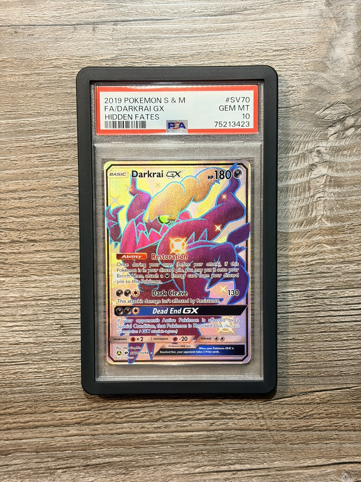 PSA 10 Darkrai GX SV70/SV94 Pokemon Hidden Fates Full Art Holo Card