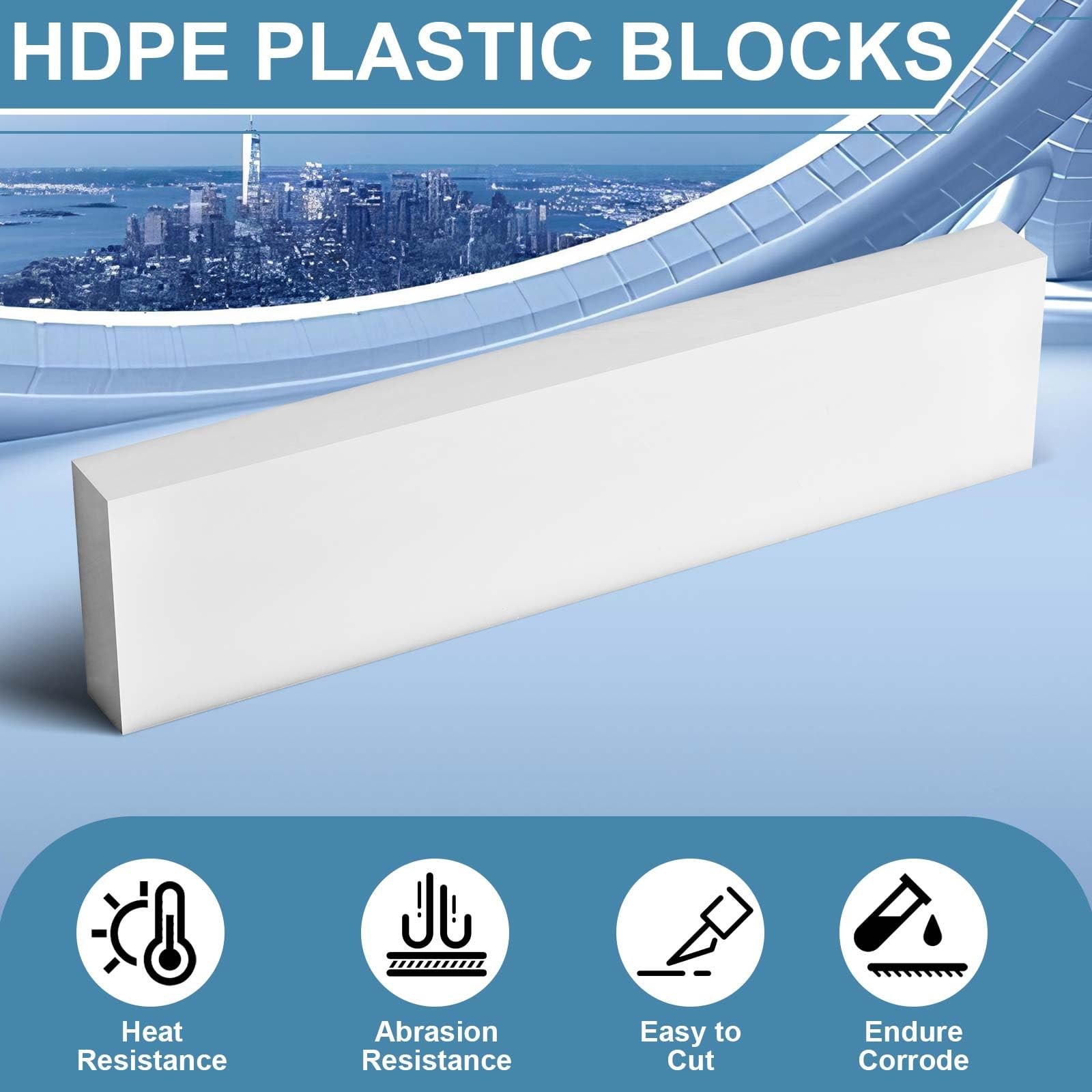 2 Pcs HDPE Plastic Block 1″ x 3″ x 12″, Polyethylene Solid Plastic Block for …
