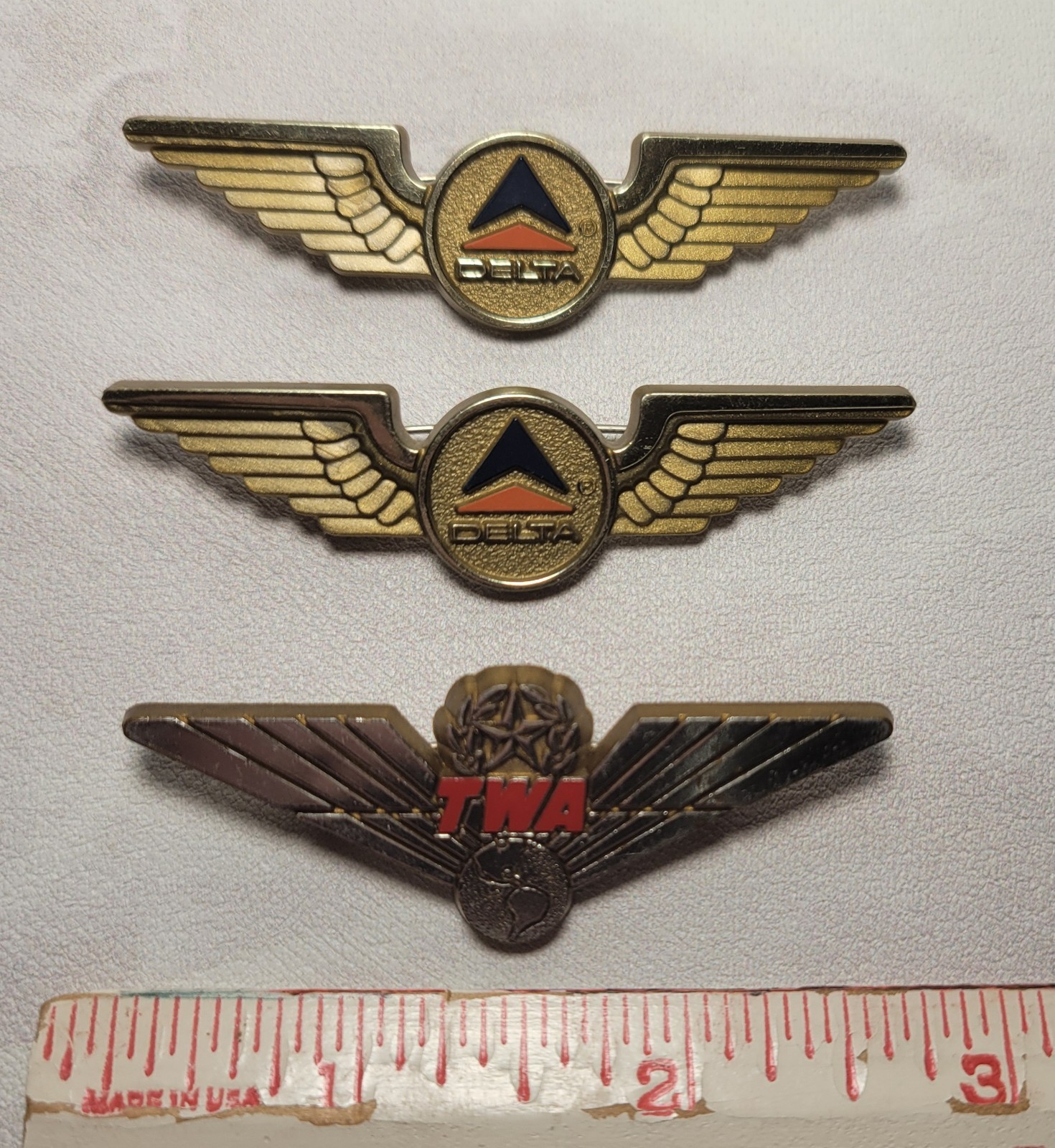 Delta Airlines & TWA Plastic Wing Pins Stoffel Seals Vintage Kids Aviation