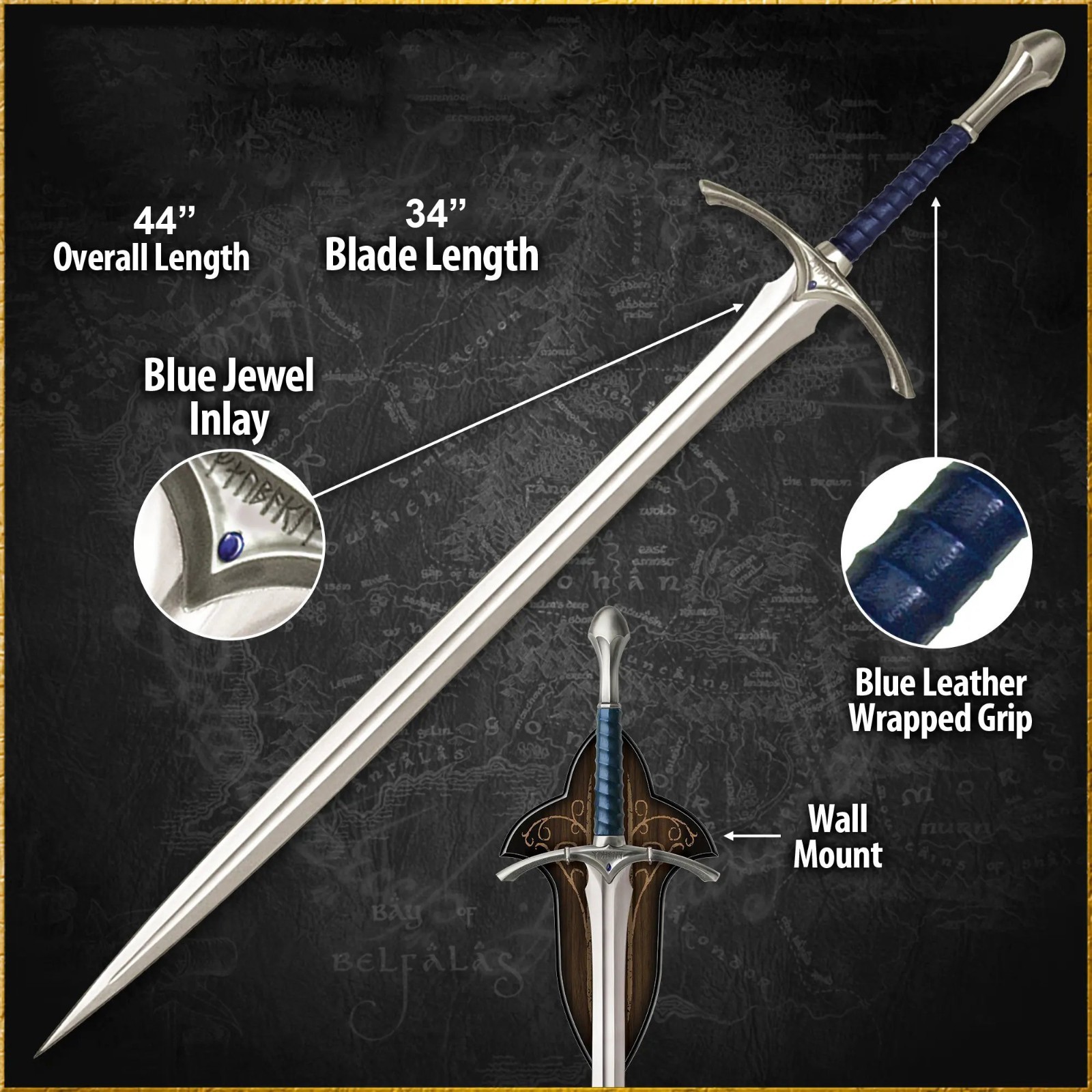 44” Handmade Sword of Turgon – Gondolin Foe Hammer Rings Inspired Movie Replica