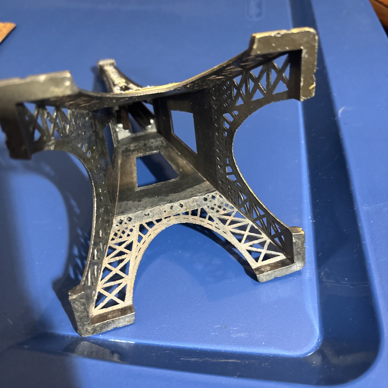 10″ Metal Miniature Statue Paris Eiffel Tower Souvenir Antique Gold Rhinestones