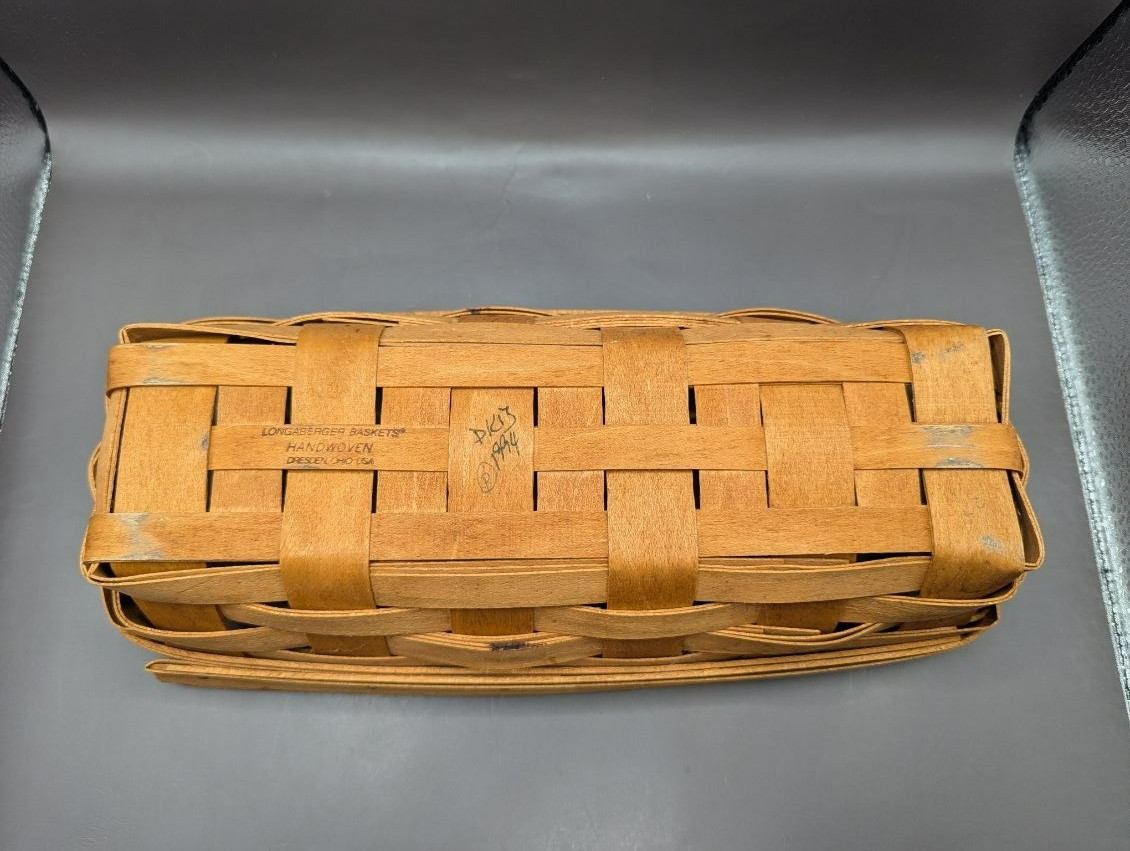 Longaberger Cracker Basket Signed 1994 Liner Protector 11.5 x 5 x 2 1/2″ USA