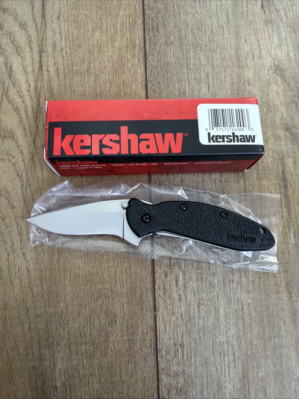 Kershaw Scallion 1620 Plain Edge Black Assisted Pocket Knife Made In USA, New