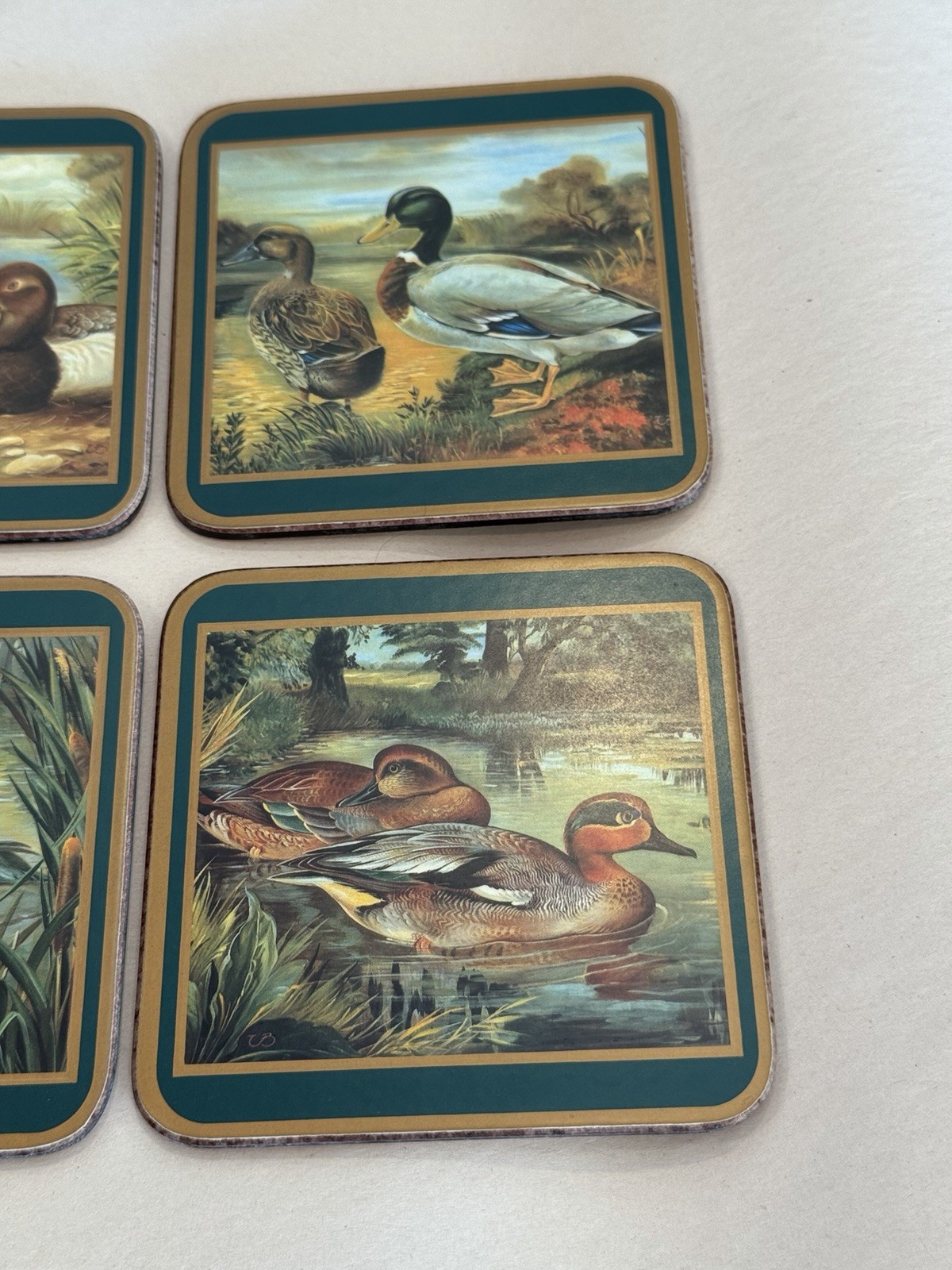 Vintage Pimpernel Acrylic Coasters Set of 6 Waterfowl Mallard Duck Hunting CIB