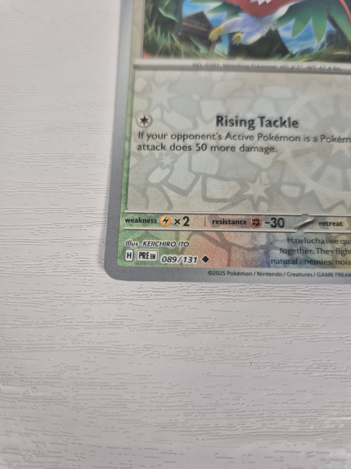 Hawlucha 089/131 – Prismatic Evolutions – Reverse Holo Pokemon TCG – NM