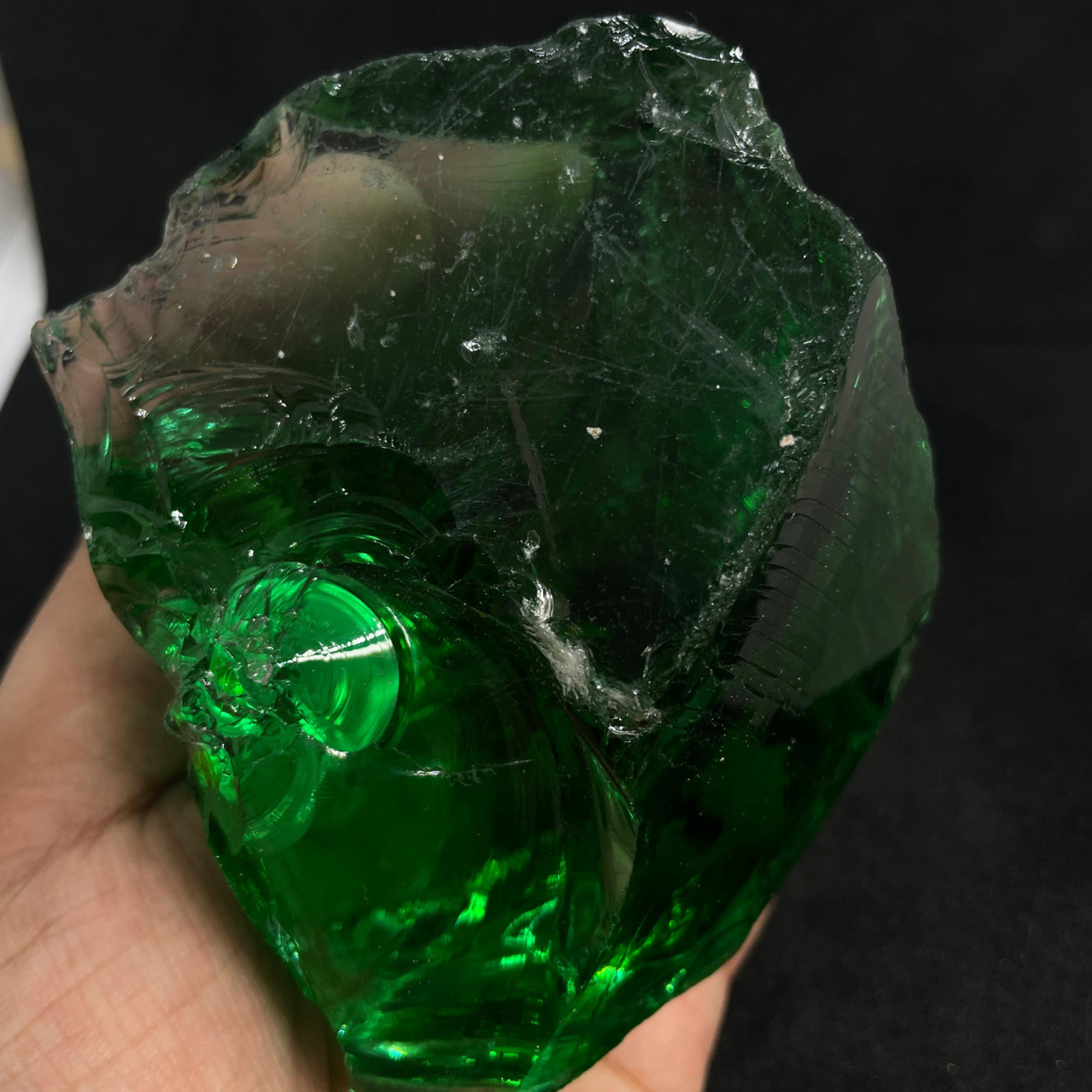 Natural Green Obsidian Raw Crystal 210-320 CT, Healing Stone for Energy Clearing