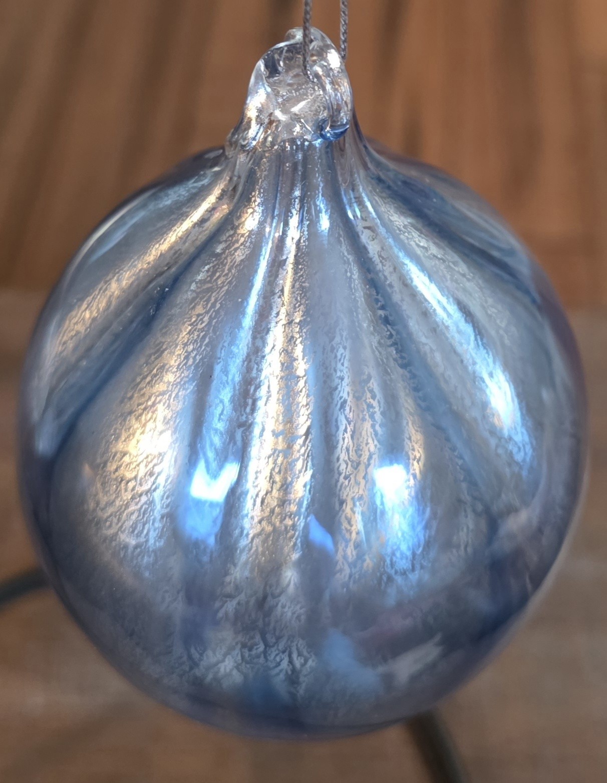 Hand Blown Glass Christmas Ornaments Teardrop Blue Silver Art Glass New