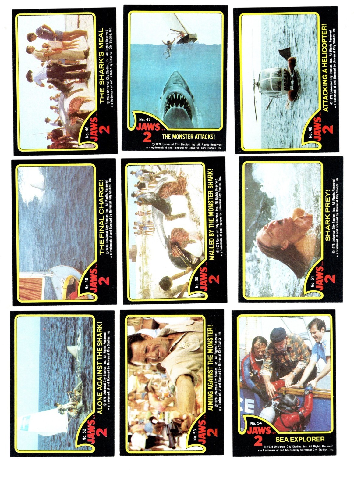 1978 TOPPS JAWS 2 THE MOVIE TRADING CARD SET 59-CARDS NM/MINT ALL CARDS SCANNED