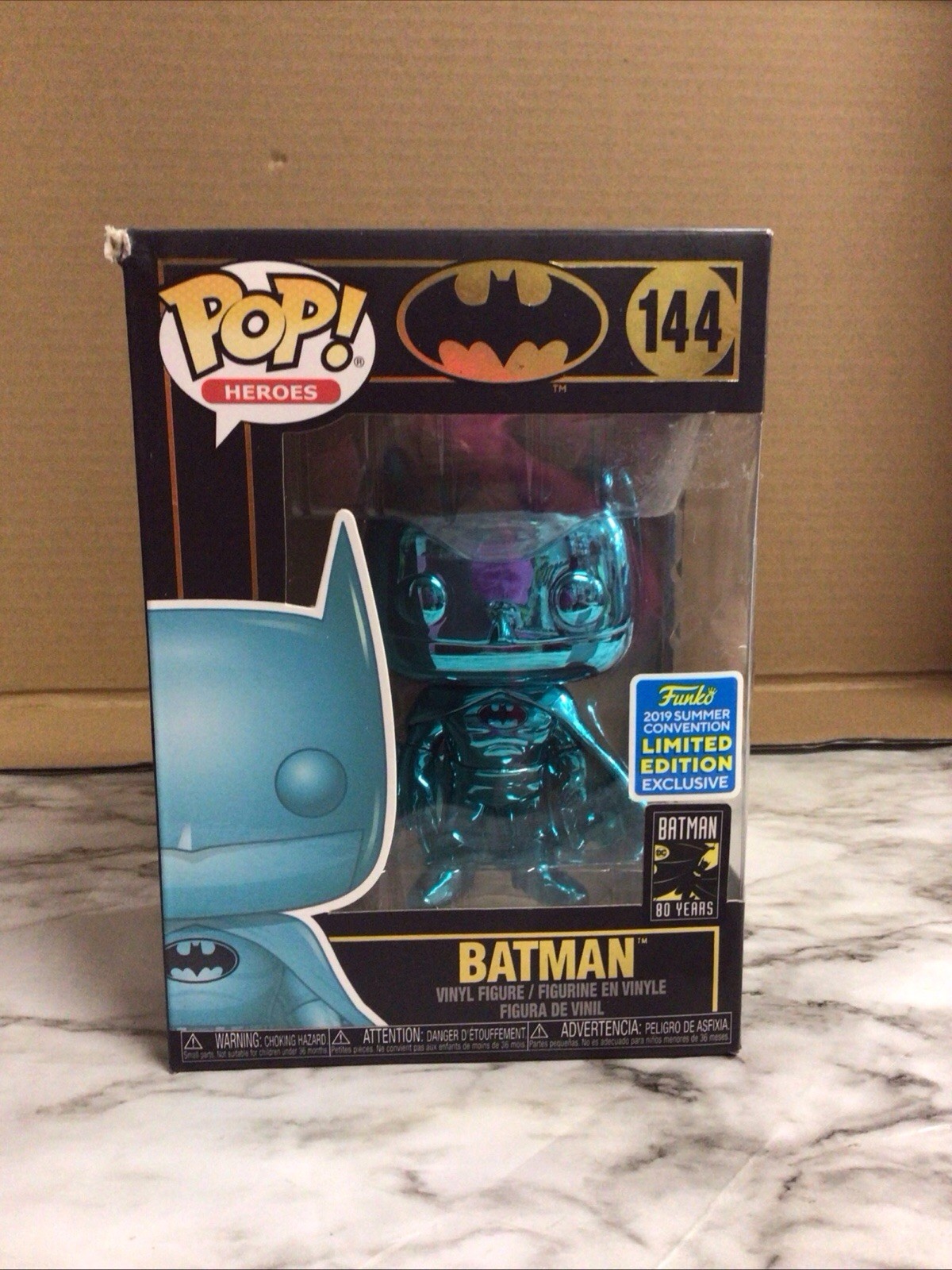 Funko POP Batman 144 Teal Chrome 2019 Summer Convention Exclusive Limited Editio