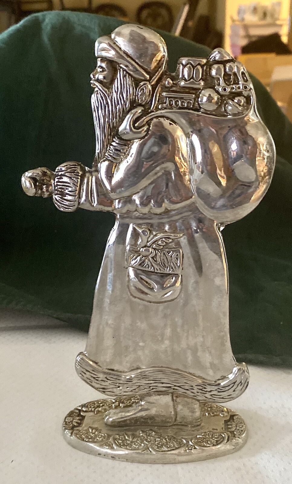 Santa Claus Mini Candle Holder Nantucket Co Silver 7.5” Vintage Birthday Candle