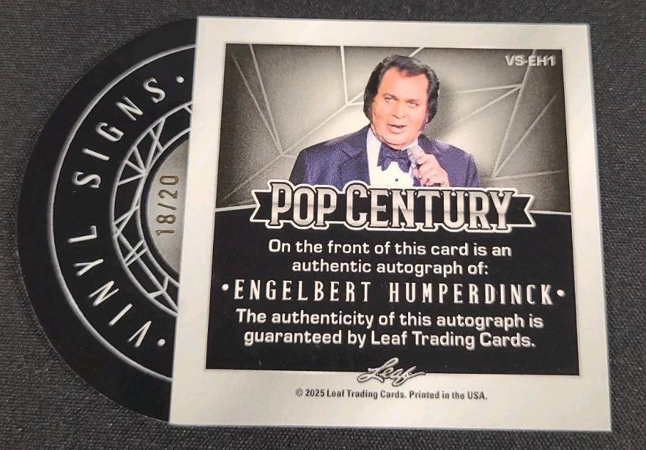 ENGELBERT HUMPERDINCK 2025 Leaf POP Century AUTO #/20 VINYL SIGNS Card #VS-EH1