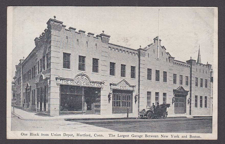 The Miner Garage Co Hartford CT undivided back postcard 1900s