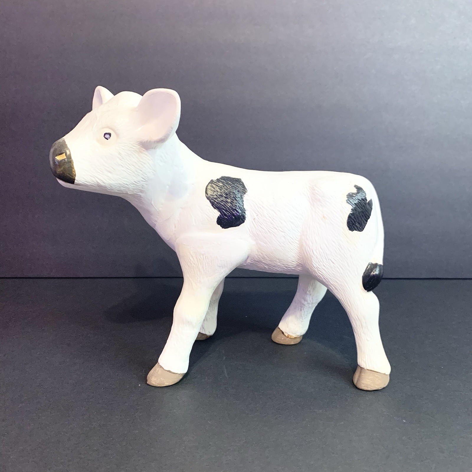 Hand Painted Poreclain Cow Figurine Signed R S 2021 Animal Farm Handmade 8 In