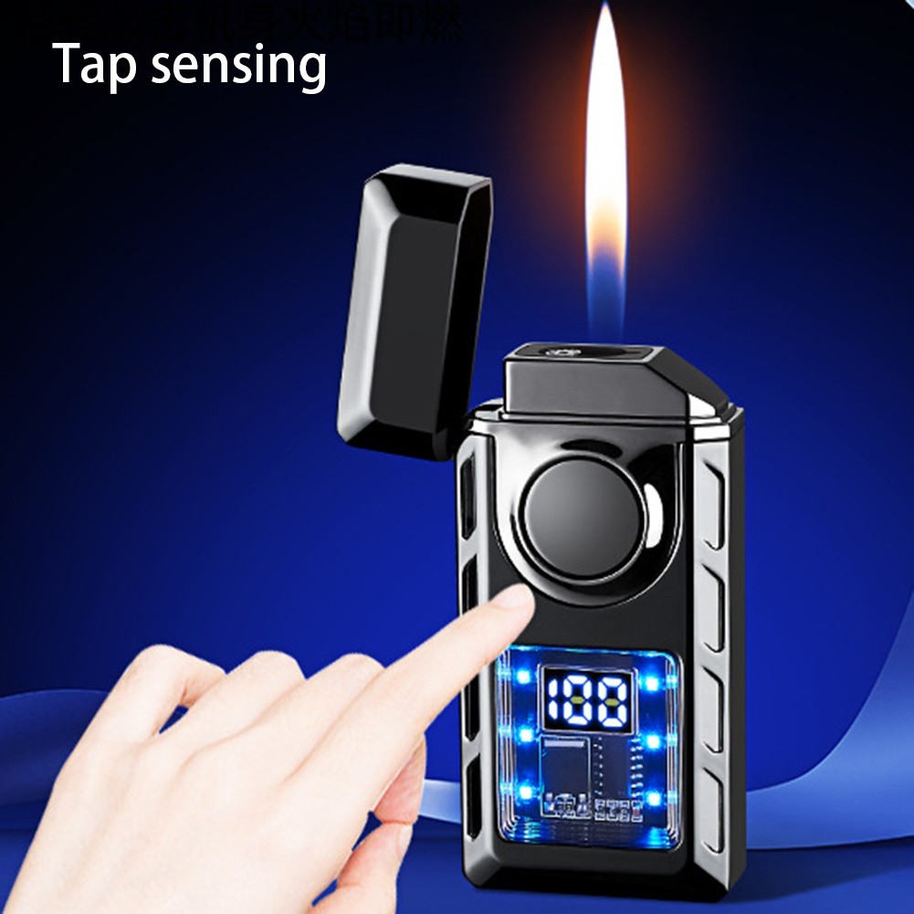 Voice Controlled Ignition Dual Flame Butane Gas Lighter Switching Jet Fire