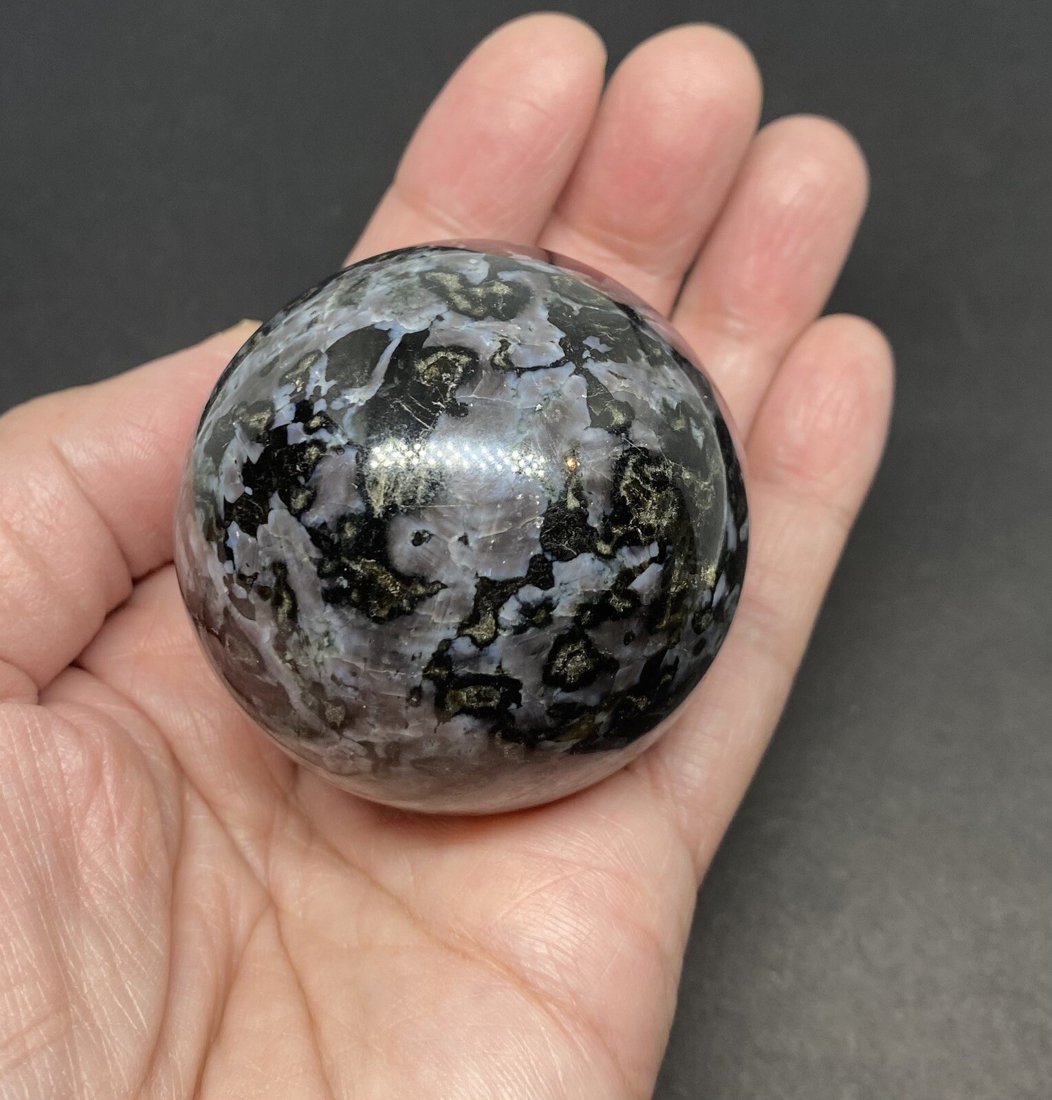 Indigo Gabbro (Mystic Merlinite) Sphere From Madagascar 215g 50mm 2in