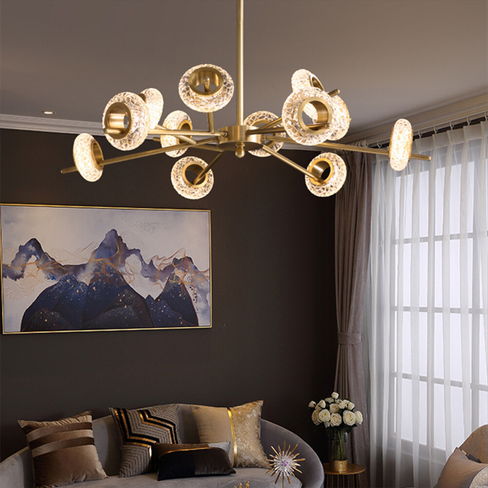 Modern Crystal Sputnik Chandelier, 12-Light LED Lighting Fixture, Pendant Lamps