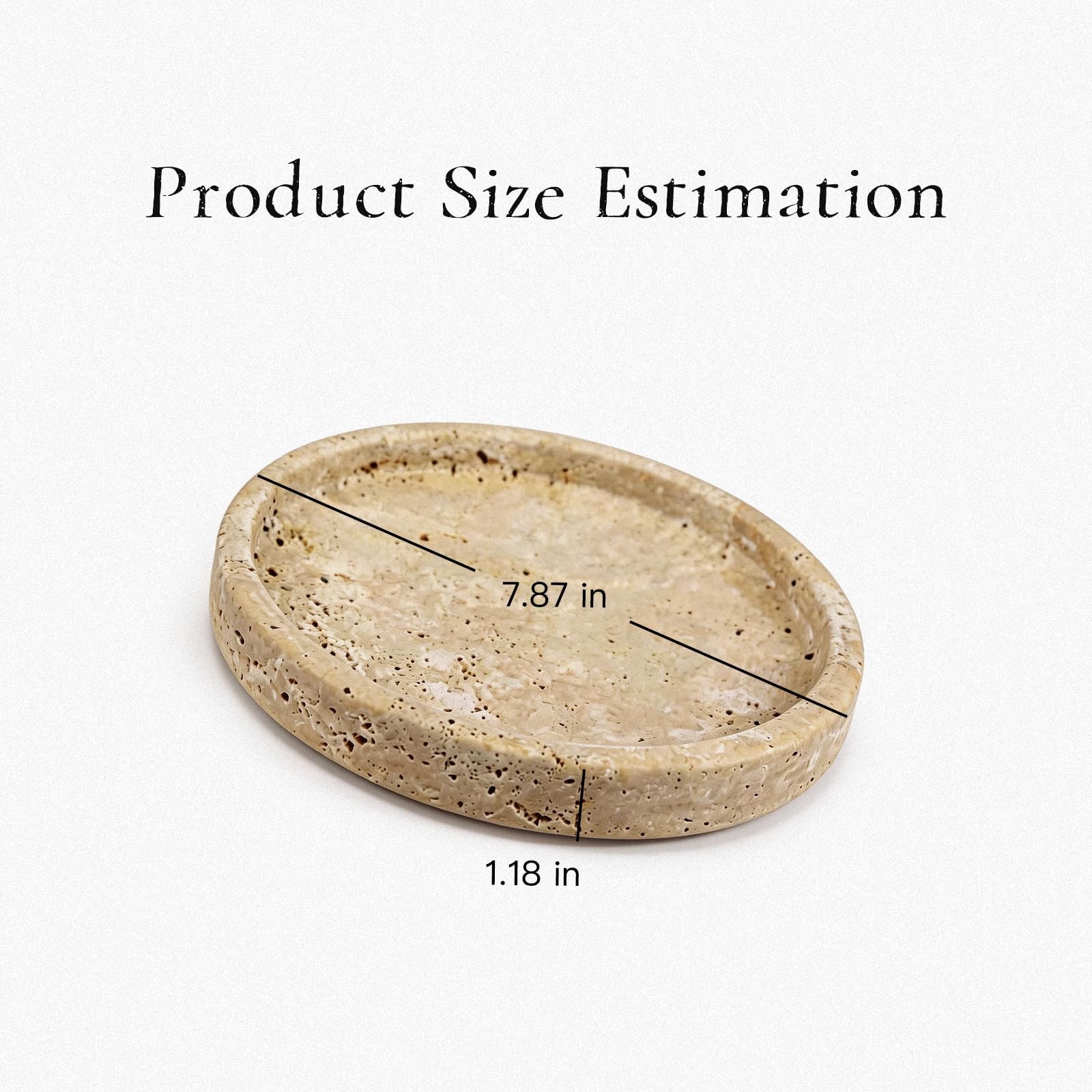 Travertine Tray, Round Bathroom Tray – 7.87 × 7.87 × 1.18inches, Natural Ston…