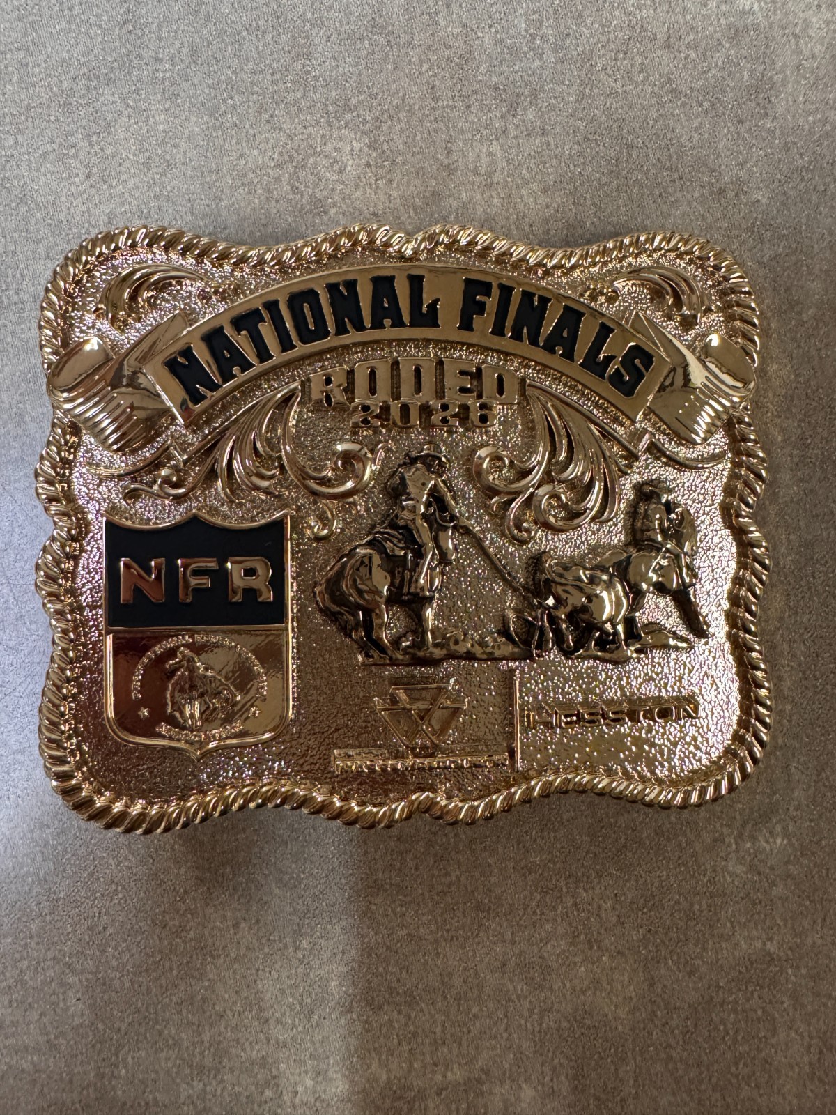 NEW!! 2026 „Gold Colored“ Adult Hesston National Finals Rodeo Belt Buckle