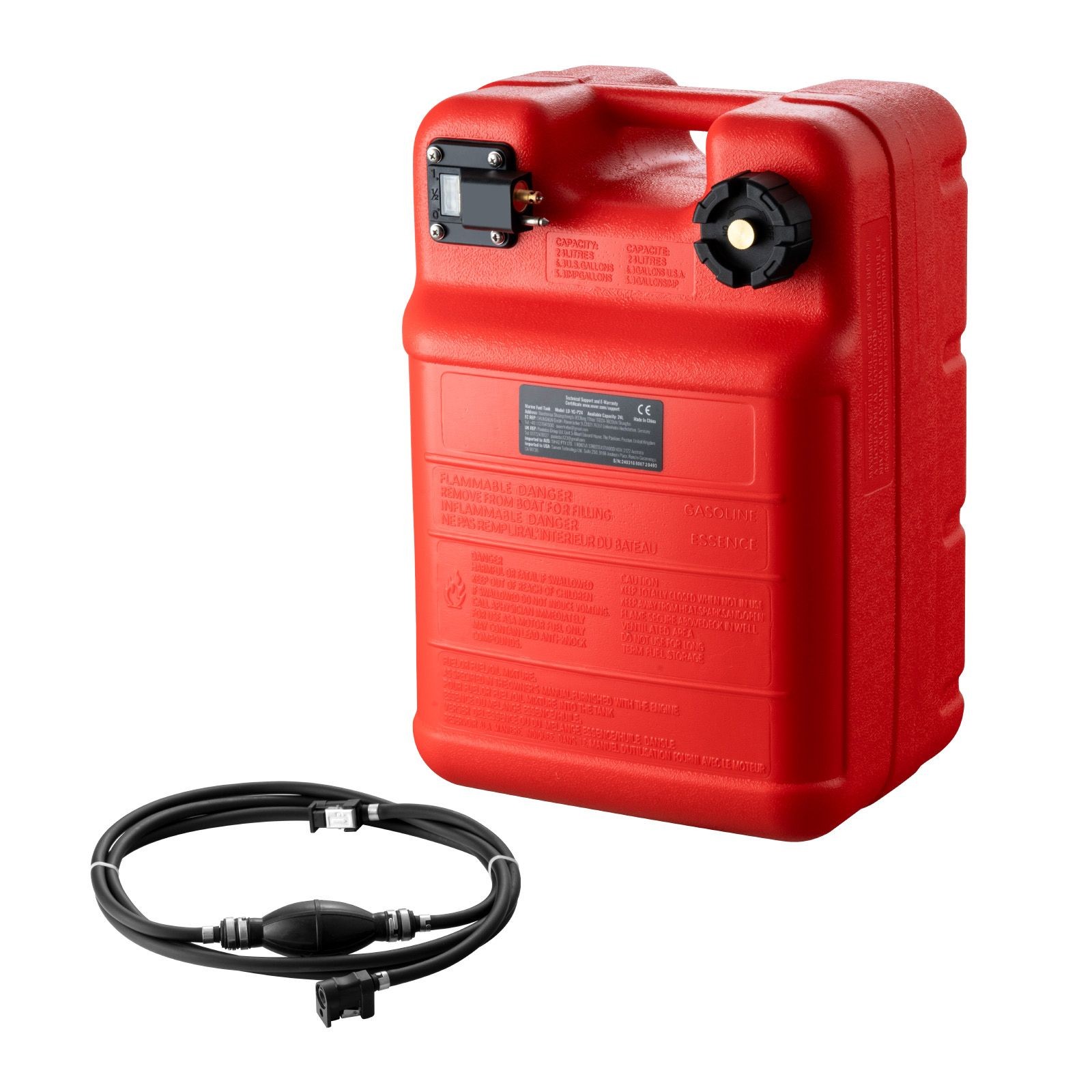 Marine Tank 6.34gal/24L, HDPE, 9.8ft Hose & Gauge