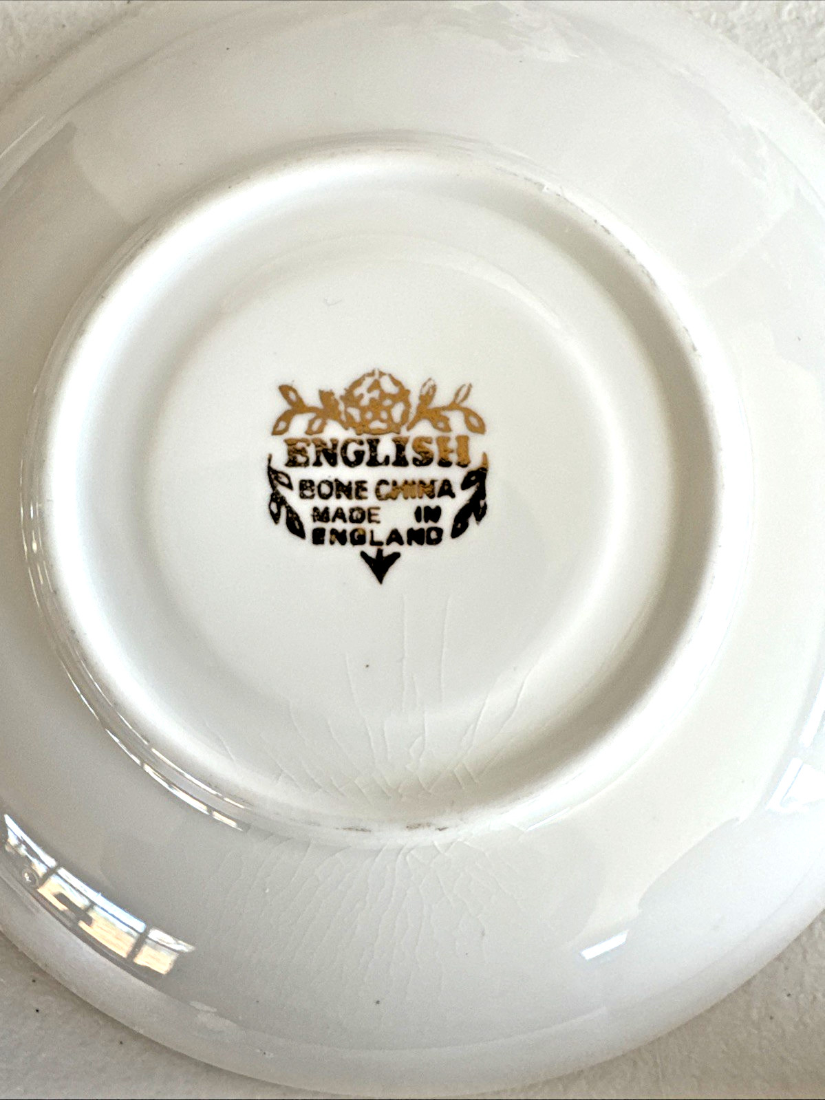English Bone China Cup & Saucer Vintage White and Gold Pink Roses Hand Painted