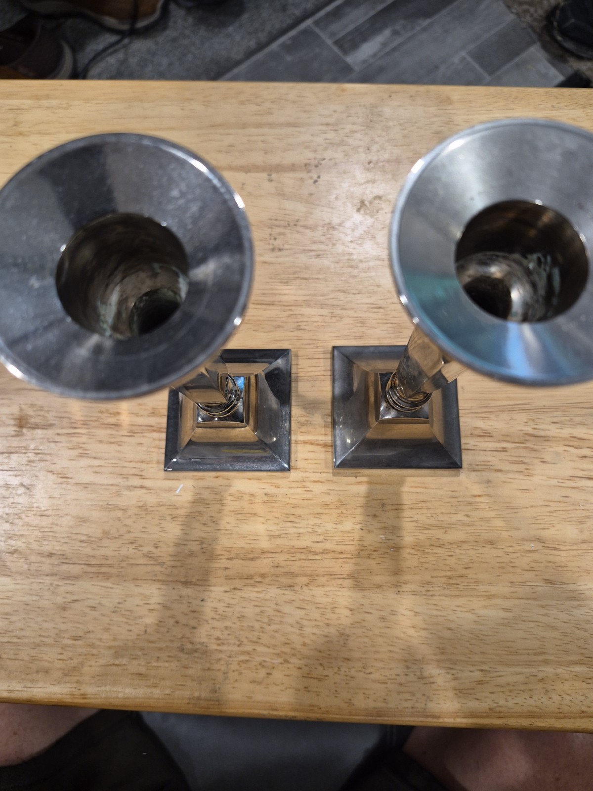 VINTAGE SILVERPLATE MODERN SQUARE CANDLESTICK CANDLE HOLDER