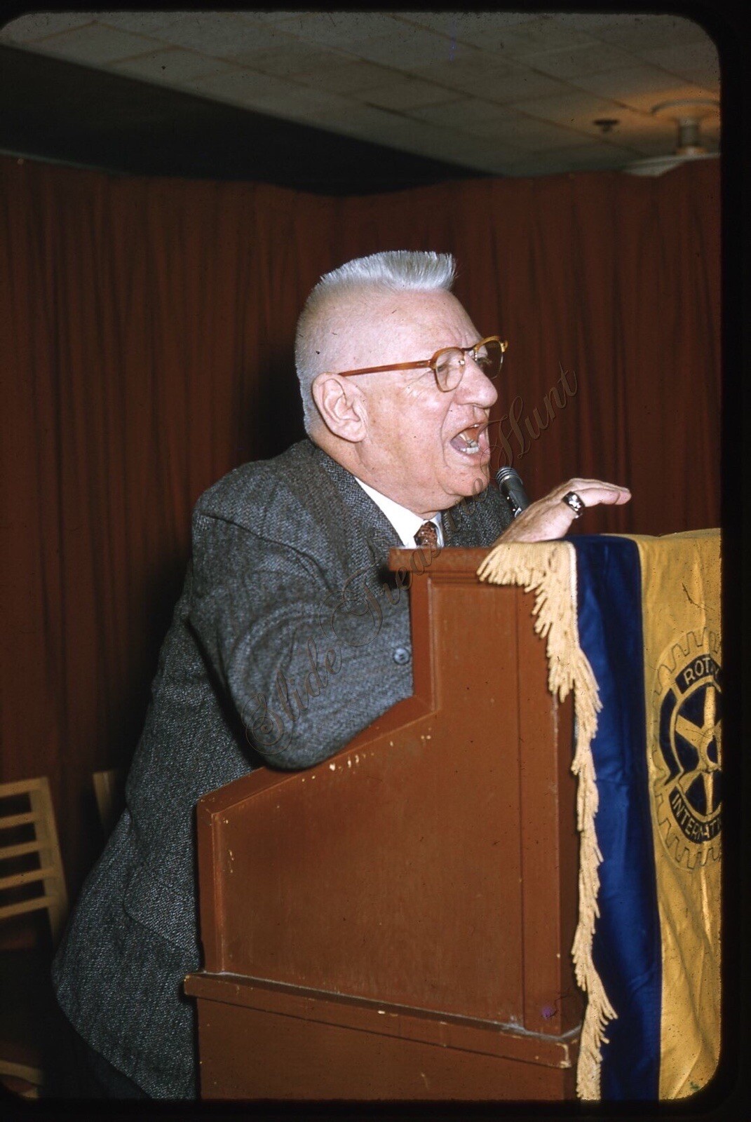 Man Speaking Rotary International Glasses 1950s 35mm Slide Kodachrome Red Border