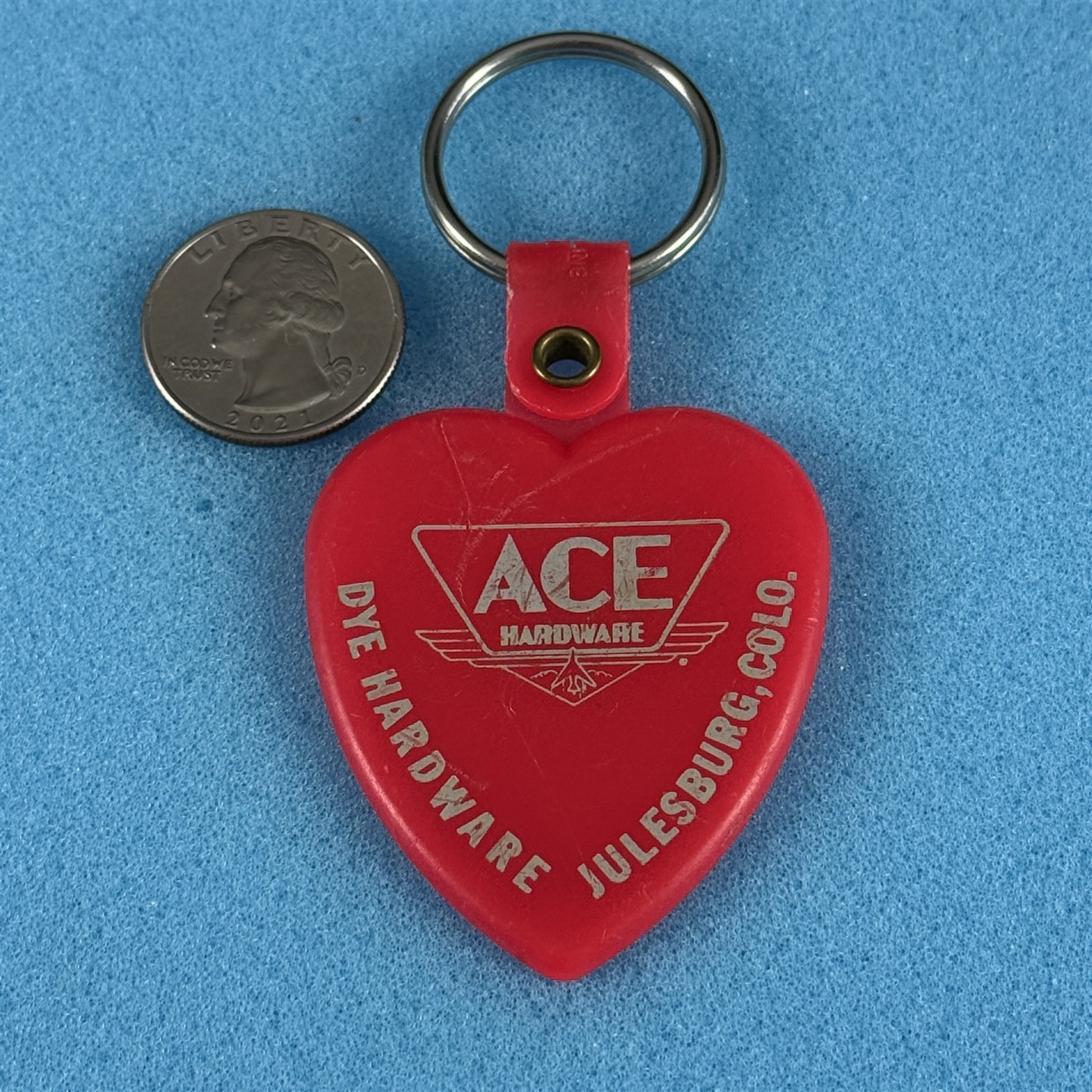Dye Ace Hardware Julesburg Colorado Red Heart Keychain Key Ring #58428