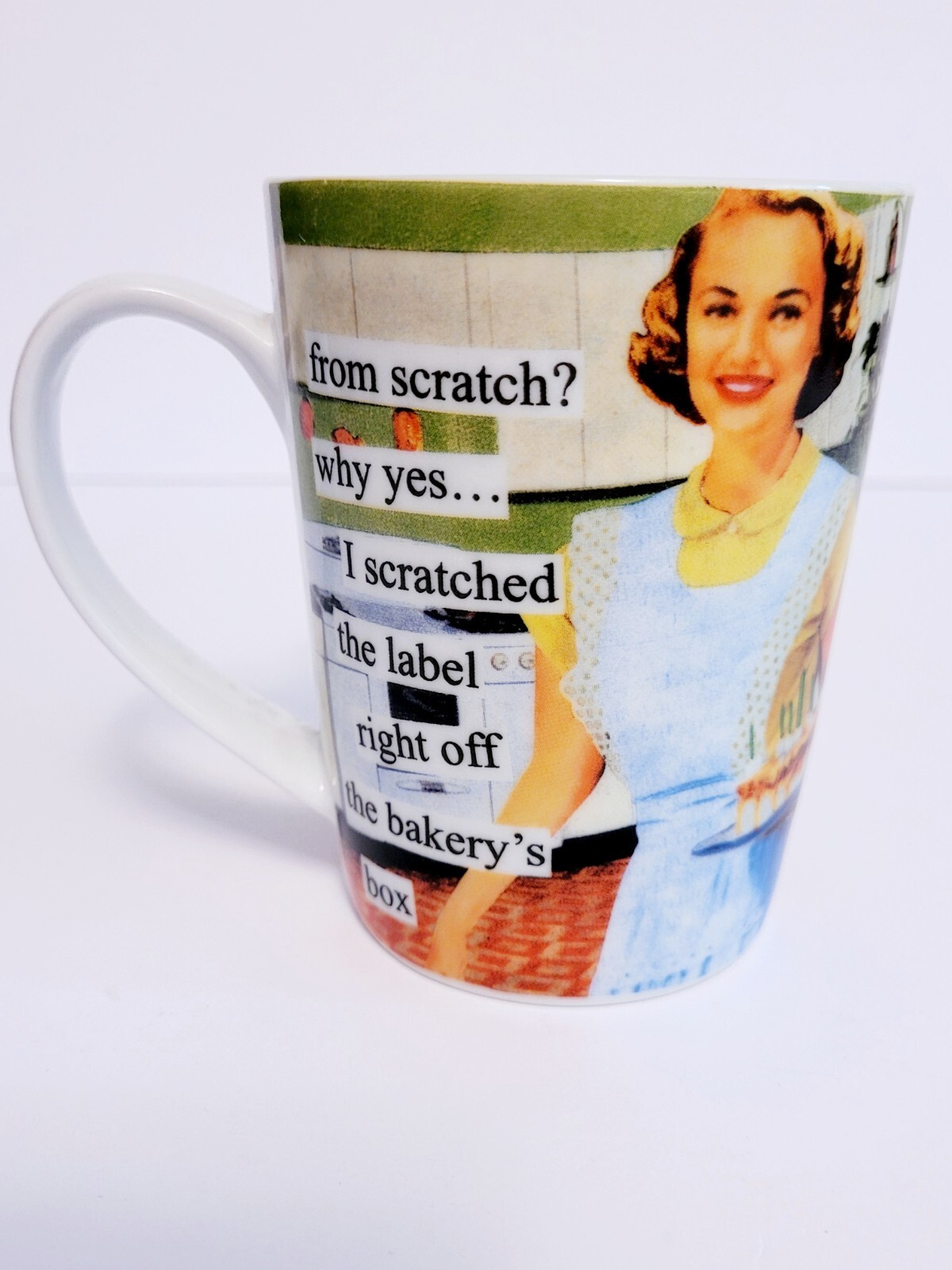 Anne Taintor Retro Coffee Mug Humor ppd „From Scratch? Why Yes“ Porcelain 10 oz.