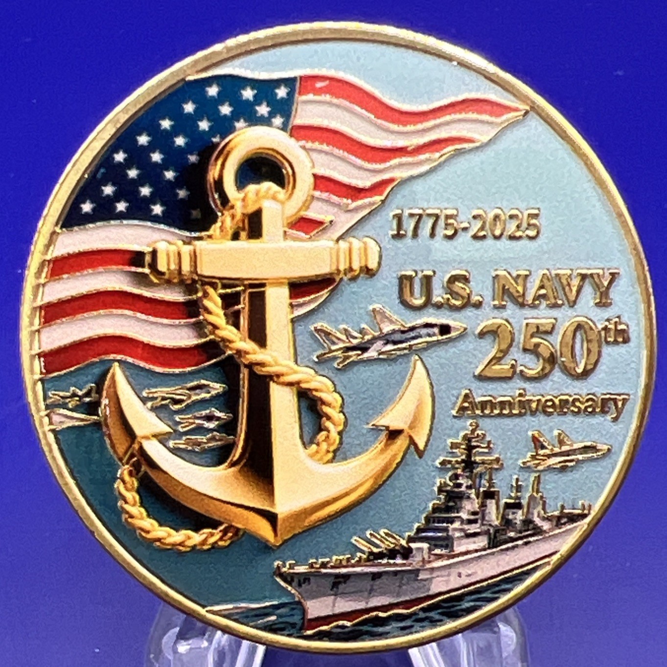 * US Navy Challenge Coin 250th Anniversary Medal New Coin In Capsule To Protect
