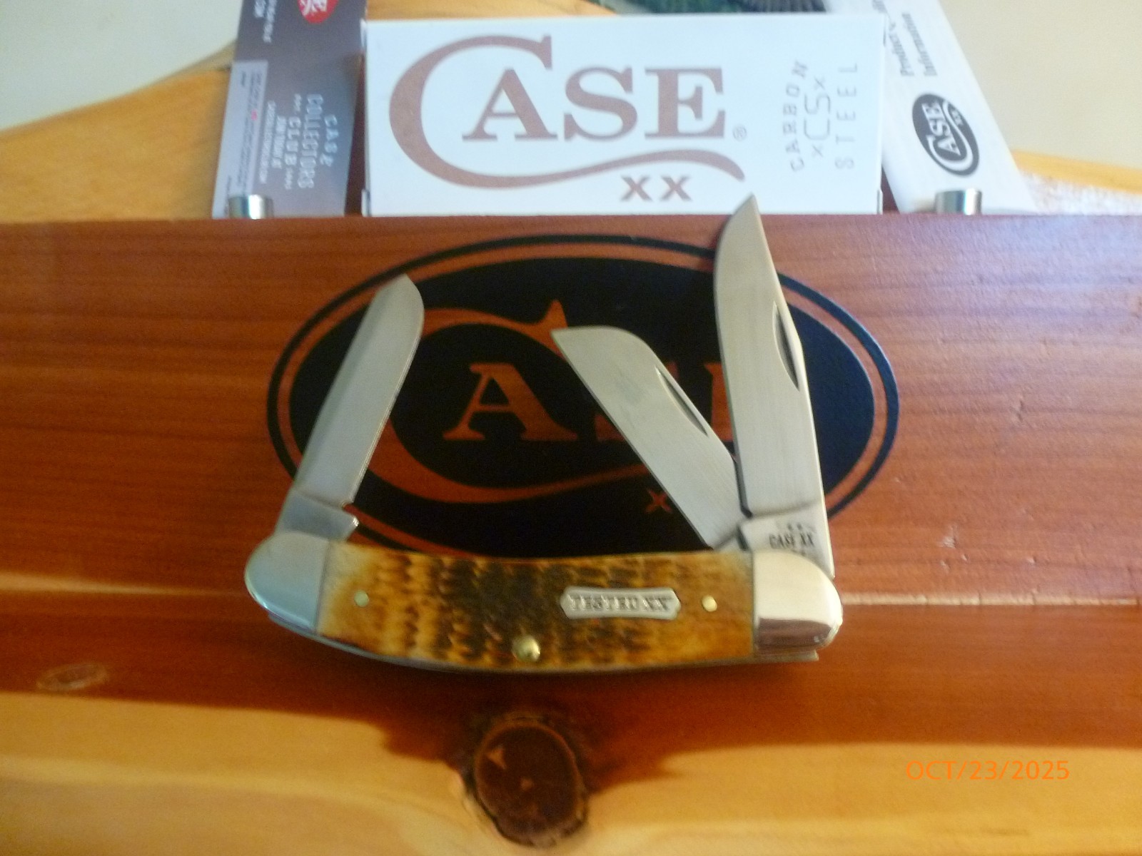 Case XX #51393 Burnt Amber Rogers Jig Bone 3-Blade Sowbelly TB6339CS New In Box