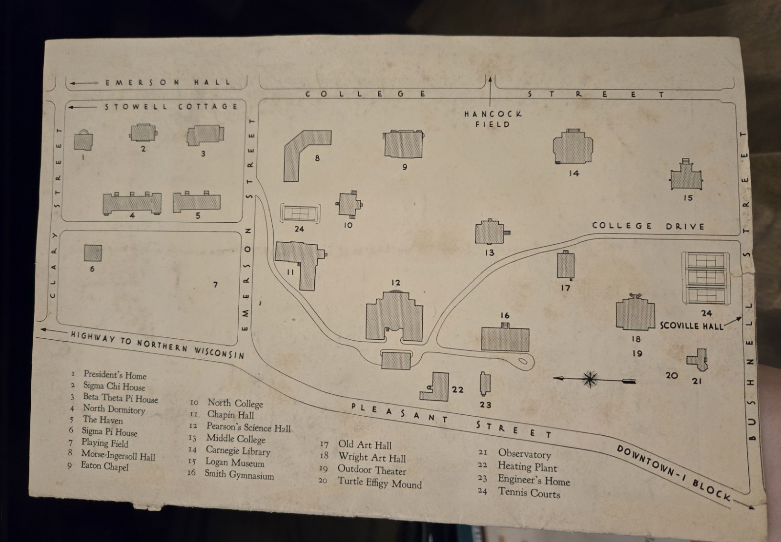 Vintage 1933 Beloit College Paper Ephemera Lot Programs, Maps Commencement Plays
