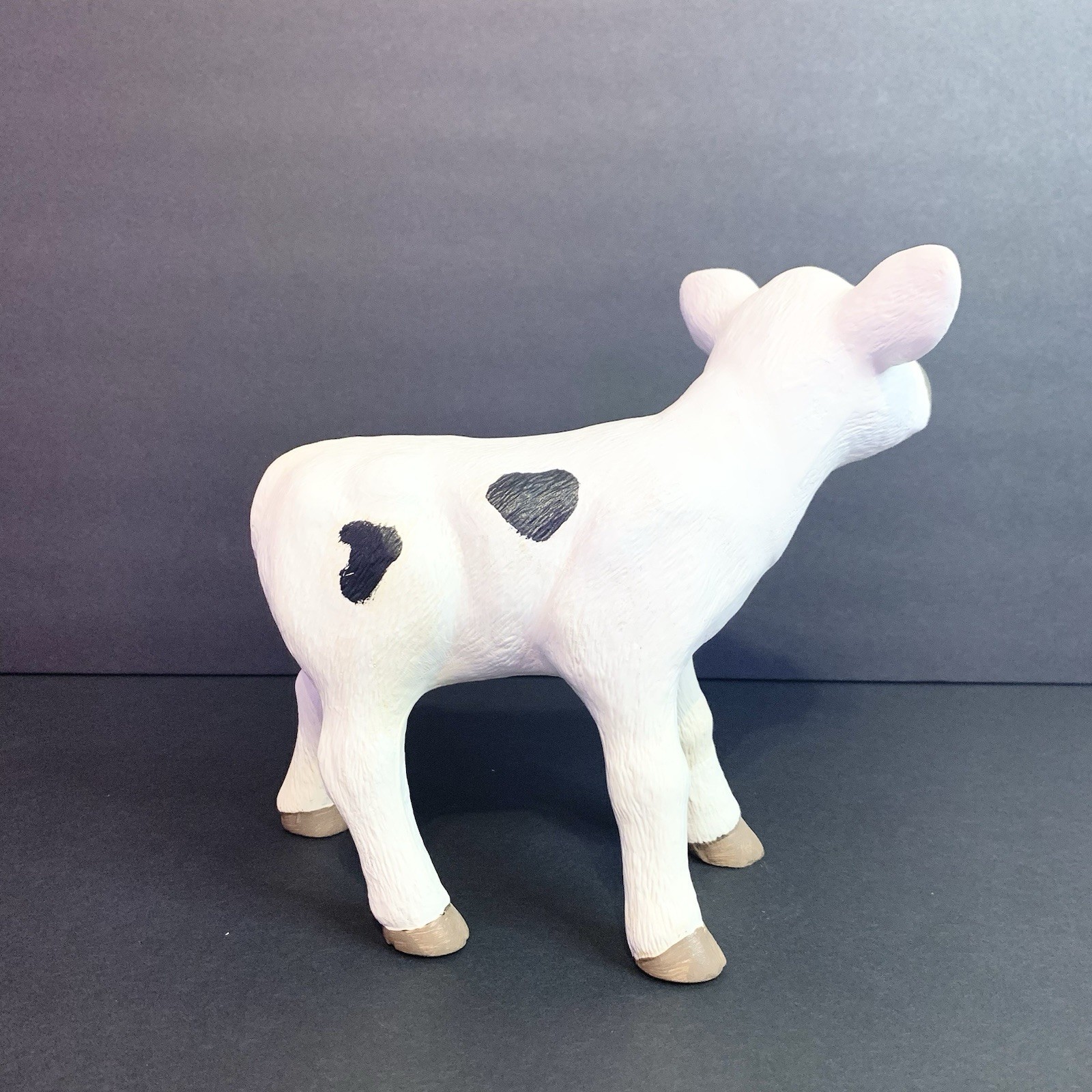 Hand Painted Poreclain Cow Figurine Signed R S 2021 Animal Farm Handmade 8 In