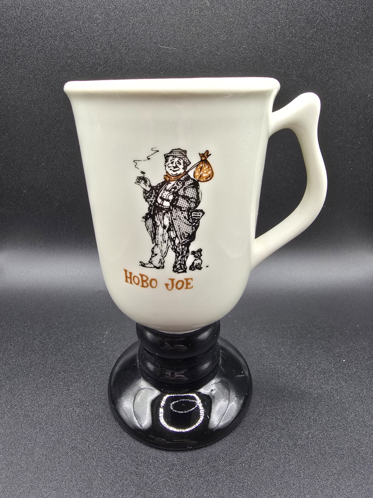 Vintage Hobo Joe Mug by Hall USA #1272 | White Ceramic w/ Black Base | 5.5″ Tall
