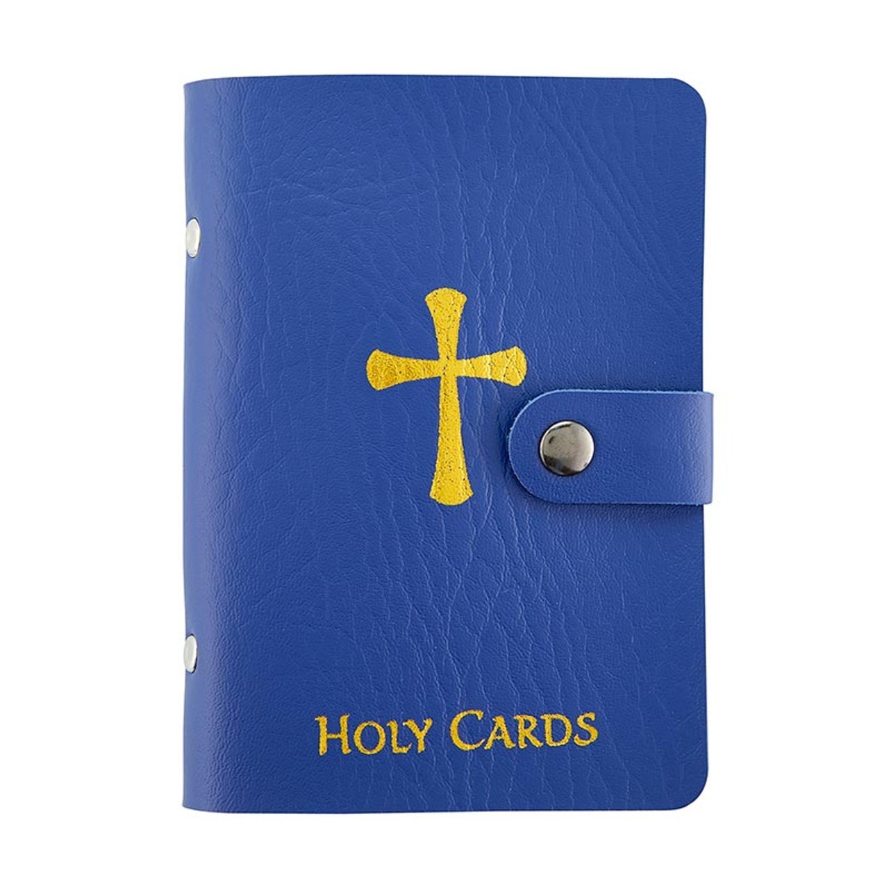 BLUE Holy Prayer Card Book Leather Like – holder 20-40 Cards Catholic Christian