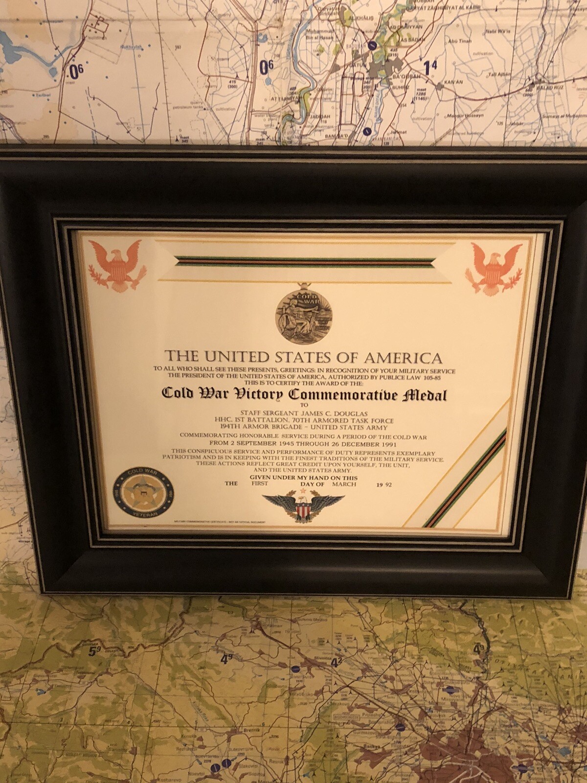 COLD WAR VICTORY COMMEMORATIVE CERTIFICATE ~ Type 1