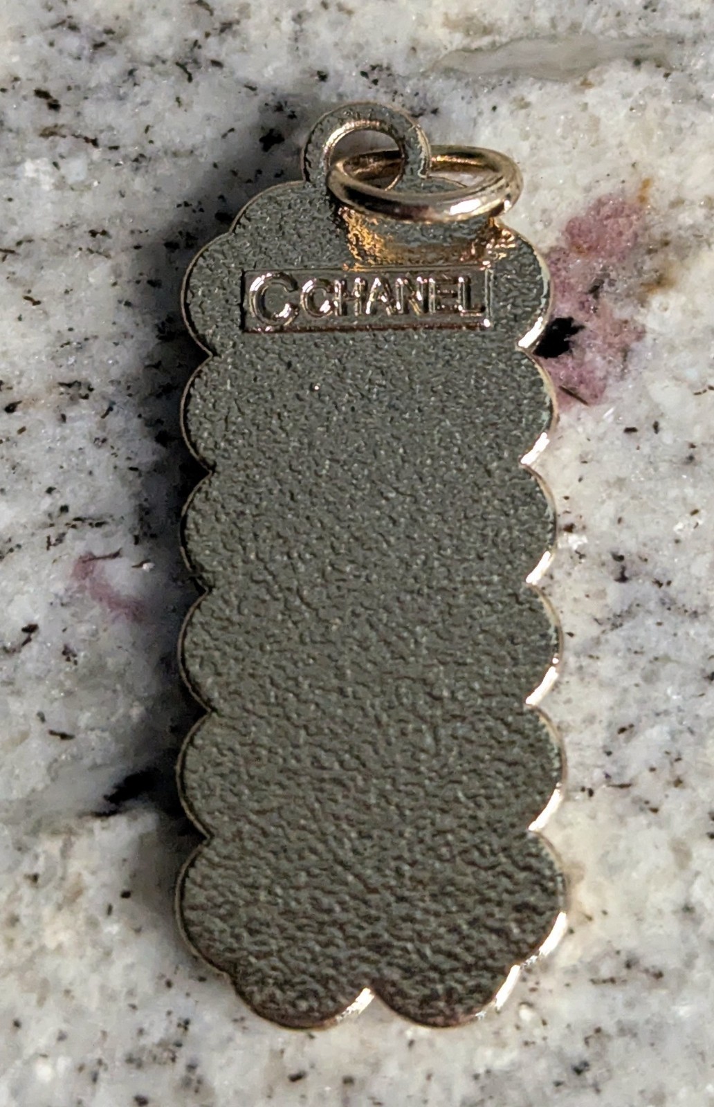 Designer Button Tag Pink White and Gold Zipper Pull 33mm x 14mm