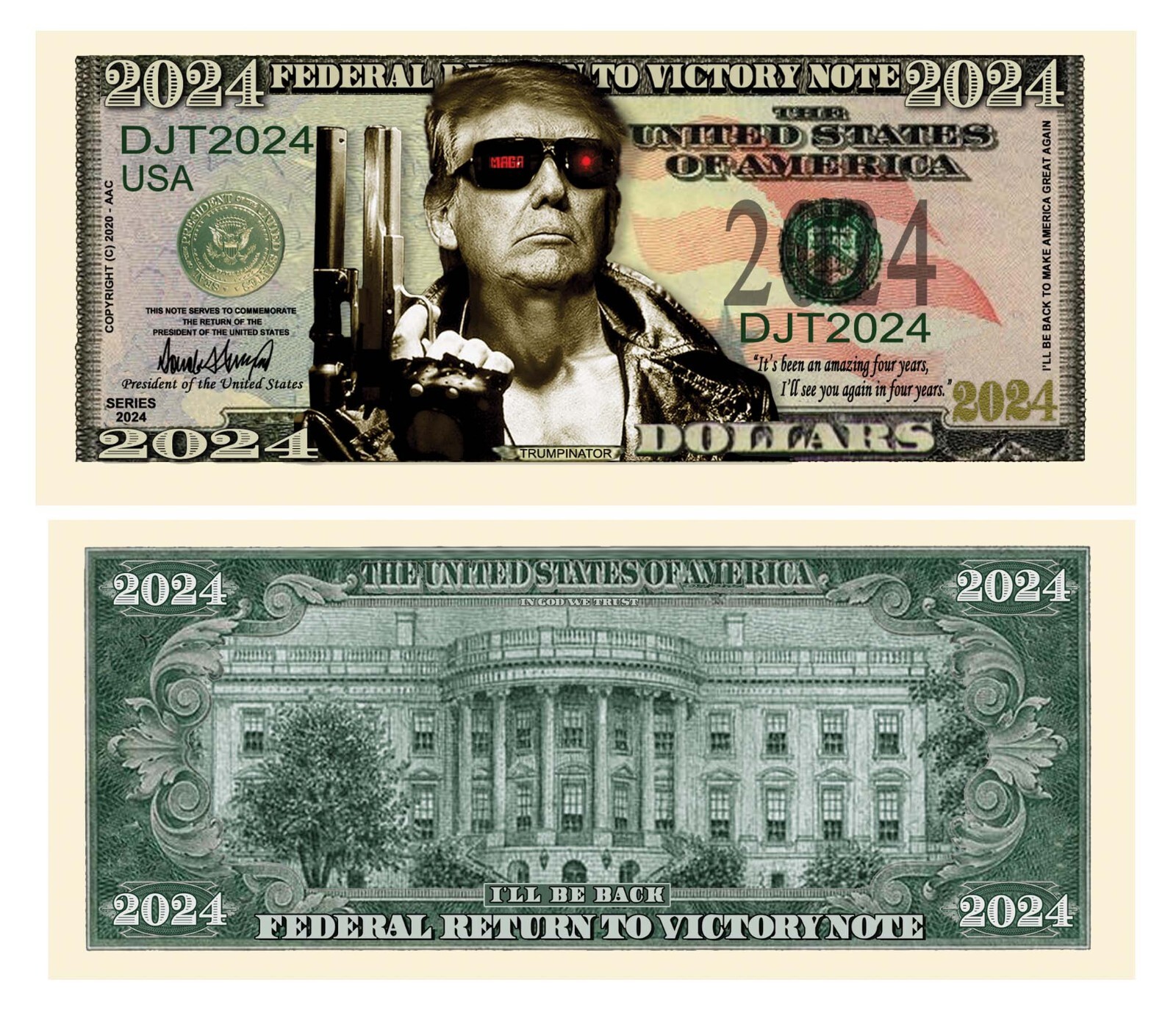 Trumpinator Donald Trump 2024 President MAGA Novelty Money Bill with Holder