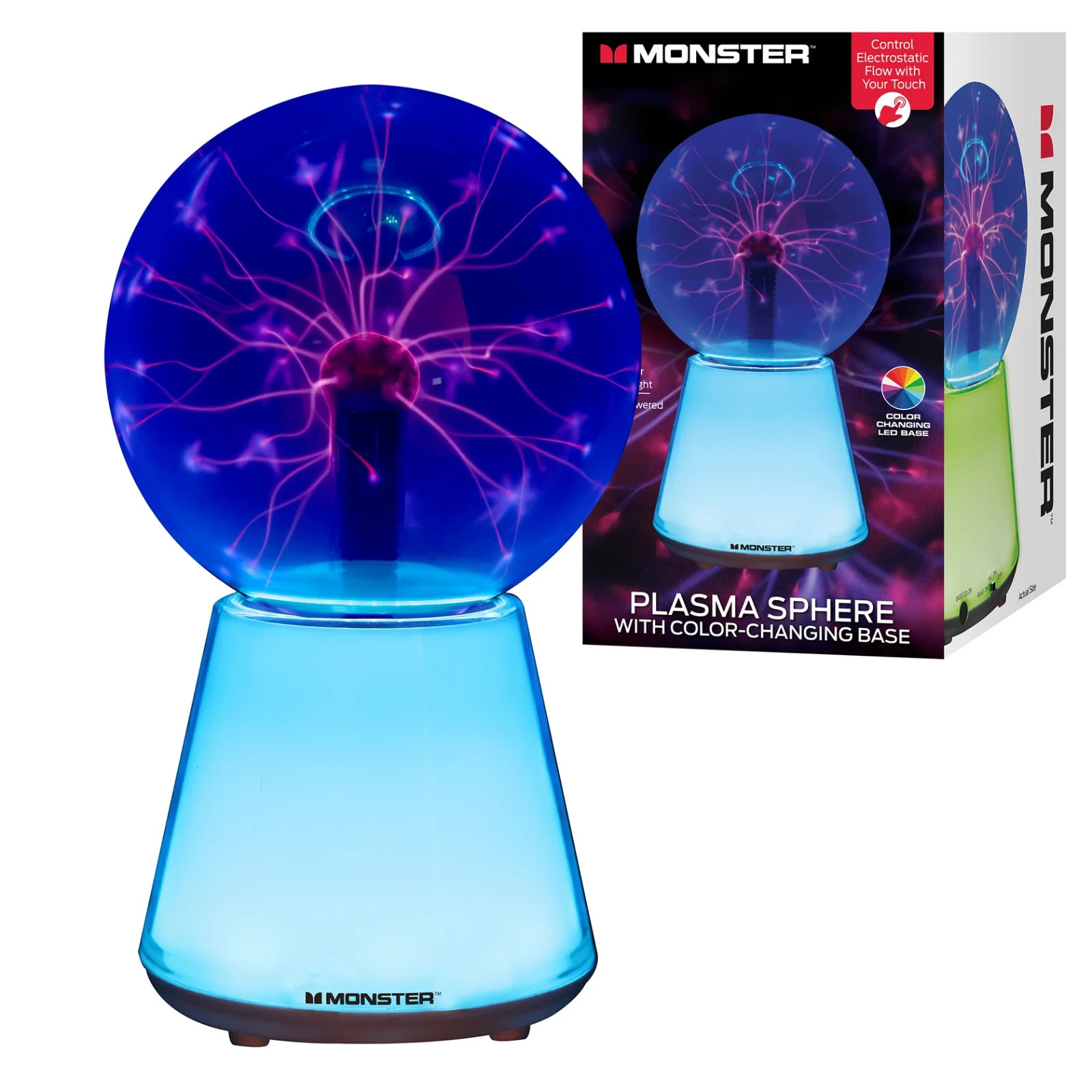 Monster 5.5″ Multicolor Plasma Sphere Lamp Touch Activated Science