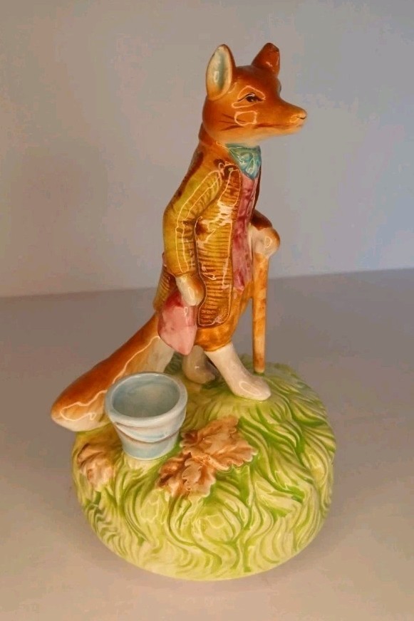 🎵 Schmid Beatrix Potter “Mr. Tod” Music Box – Plays ‚The Entertainer‘ – Japan🎵