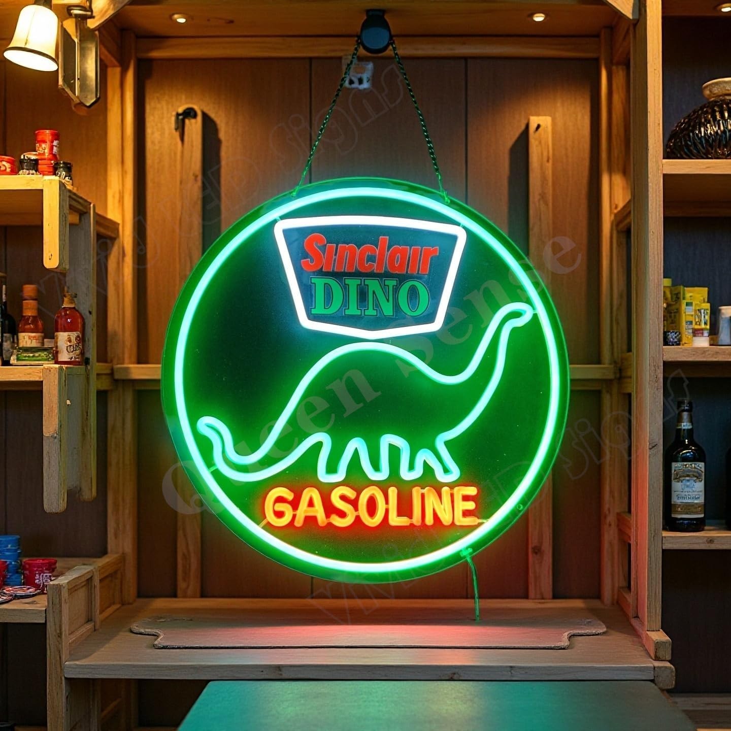 16″x16″ Sinclair Dino Gasoline Gas Oil LED Neon Sign With Dimmer USB Powered